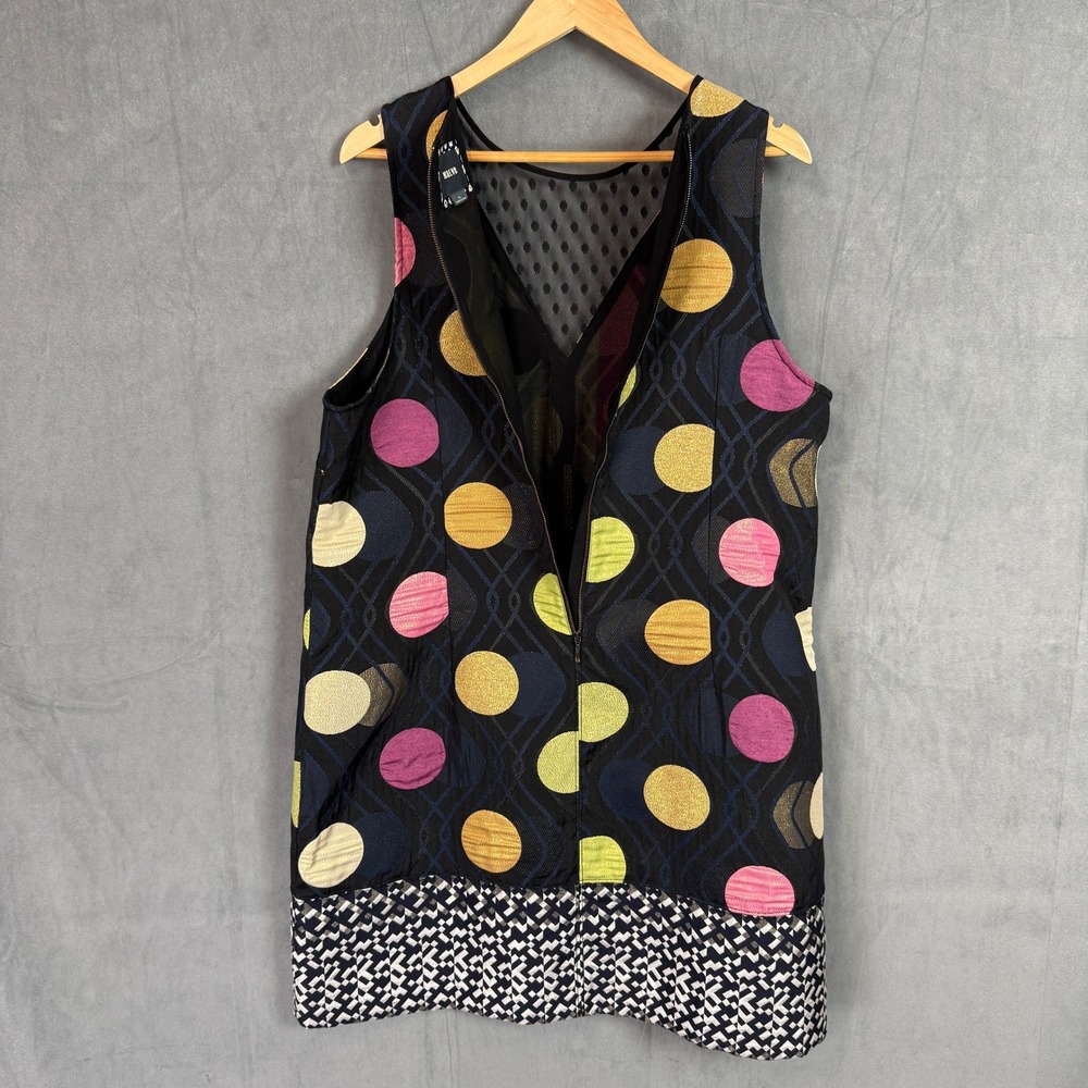 Maeve Multi-Color Metalic Polka-Dot Mesh Sleeveless Abstract Mini Dress Women XL - Picture 15 of 15